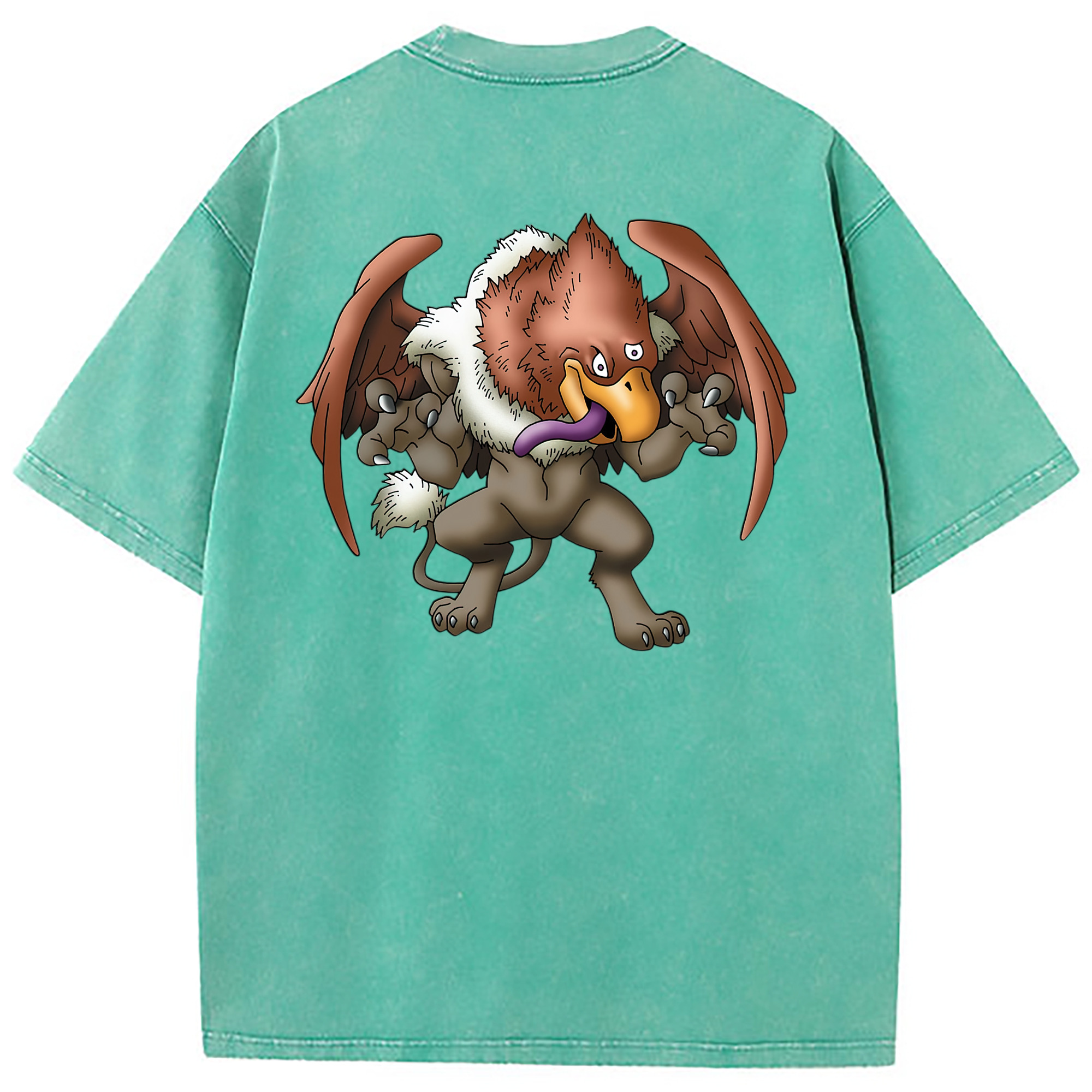 （画像用） ドラゴンクエスト Doragon Kuesuto Dragon Quest 綿100% ヴィンテージ風 半袖Tシャツ（背面プリント）